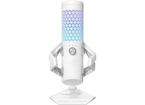 ASUS ROG Carnyx Professional Cardioid Condenser Gaming Microphone, 192 kHz / 24-bit Sampling Rate, High-pass Filter & Built-in Pop Filter, Touch Mute, AuraSync RGB Lighting, White