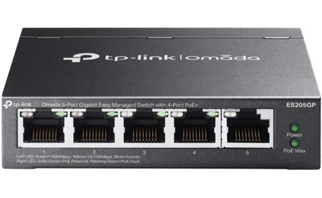 TP-Link Omada ES205GP 5-Port Gigabit Easy Managed Switch with 4-Port PoE+, 65W Power Budget, Metal Case, Auto Recovery, Port Isolation, VLAN, IGMP Snooping, Centralised Cloud Management, Plug & Play