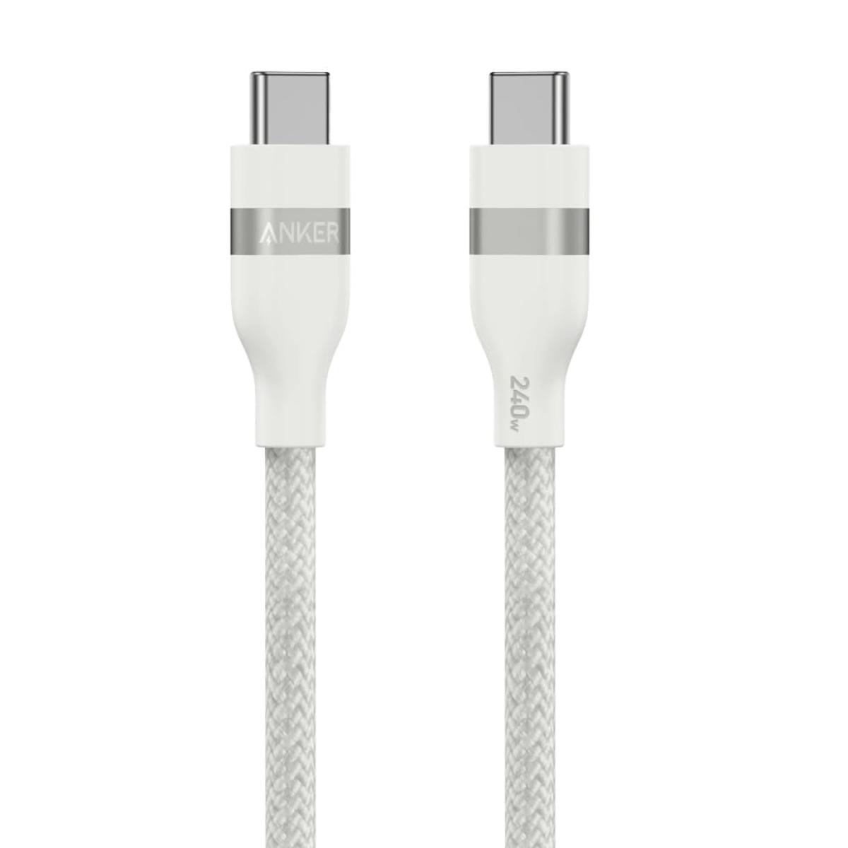 Anker Nano USB C Cable, 240W 90CM Flexible Multi-Color Braided Cord, Fast Charging Type C Charger for iPhone 16 Series, MacBook Pro - Wihte