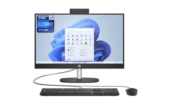 HP All-in-One 24-cr0041ne PC (2023) NEW 13Gen Intel Core i7 10-Cores w/ 24" IPS Full HD 99% sRGB Display (Customized) - Black