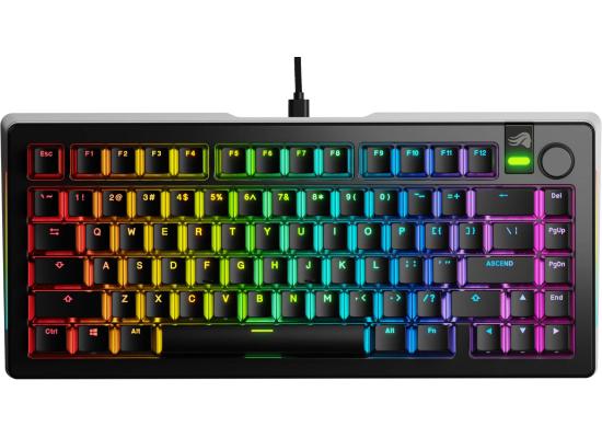 Glorious GMMK 3 Prebuilt Mechanical Gaming Keyboard, Size 75%, Hot swappable Switches, RGB Backlighting, Fox Mechanical Switches, Modular Design, Arabic Layout, Black