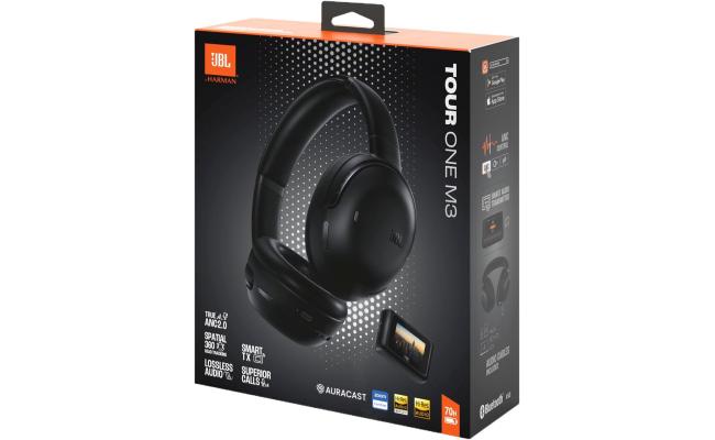 JBL Tour One M3 Smart Tx - Wireless Over-Ear Noise Cancelling Headphones with Smart Transmitter, Hi-Res Audio (3.5mm or USB-C), Spatial 360 Sound with Head Tracking & 70Hrs of Playback (Black)