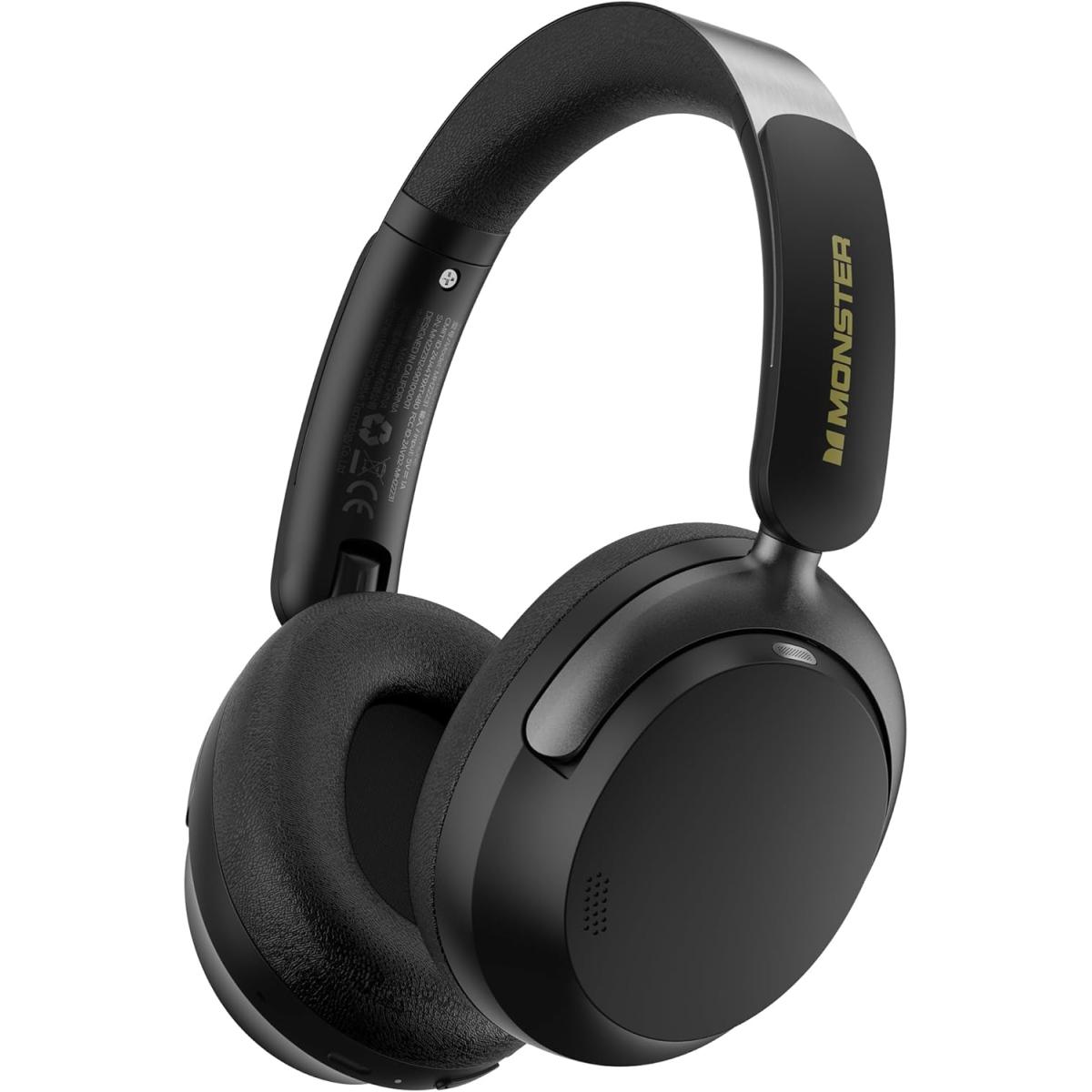 Monster Persona 3rd ANC Active Noise Cancelling Headphones, Over Ear Wireless Headphone Bluetooth with Mic, 70 Hours Playtime Bluetooth Headphones, Foldable Comfort Lightweight Headphone for Travel - Black