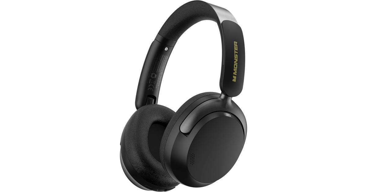 سماعات Monster Persona 3rd ANC Active Noise Cancelling , Over Ear Wireless Headphone Bluetooth with Mic, 70 Hours Playtime Bluetooth , Foldable Comfort Lightweight Headphone for Travel - Black
