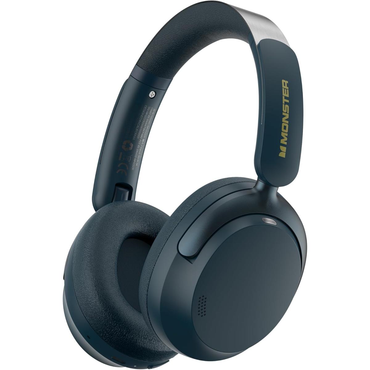Monster Persona 3rd ANC Active Noise Cancelling Headphones, Over Ear Wireless Headphone Bluetooth with Mic, 70 Hours Playtime Bluetooth Headphones, Foldable Comfort Lightweight Headphone for Travel - Dark Blue