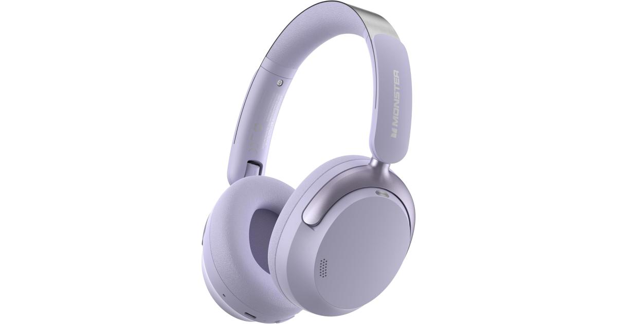 سماعات Monster Persona 3rd ANC Active Noise Cancelling , Over Ear Wireless Headphone Bluetooth with Mic, 70 Hours Playtime Bluetooth , Foldable Comfort Lightweight Headphone for Travel - Purple