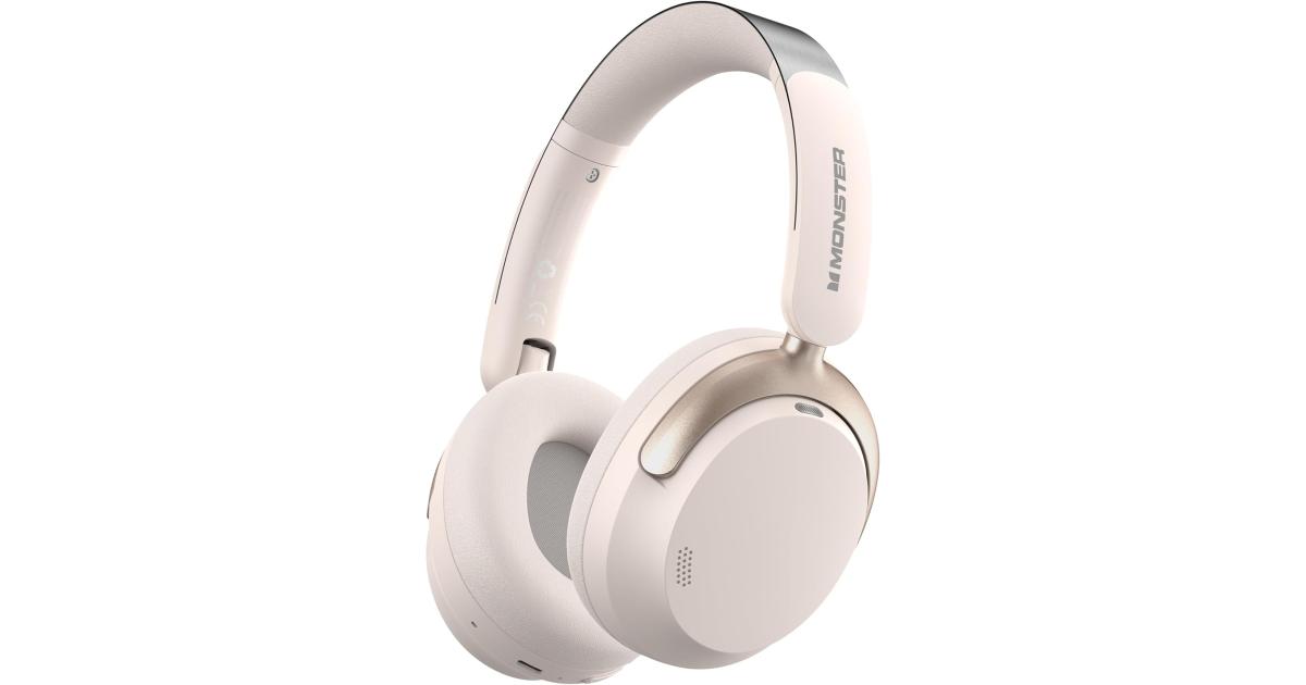 سماعات Monster Persona 3rd ANC Active Noise Cancelling , Over Ear Wireless Headphone Bluetooth with Mic, 70 Hours Playtime Bluetooth , Foldable Comfort Lightweight Headphone for Travel - White
