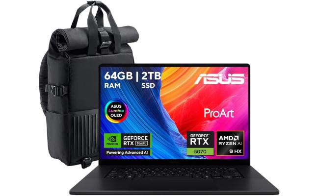 ASUS ProArt P16 H7606WP-RJ132W Creator Laptop | AMD Ryzen™ AI 9 HX 370 | RTX™ 5070 8GB | 64GB LPDDR5X | 2TB PCIe 4.0 SSD | 16" 3K OLED Touch 120Hz | Windows 11 Home | 90NB15K1-M00DP0