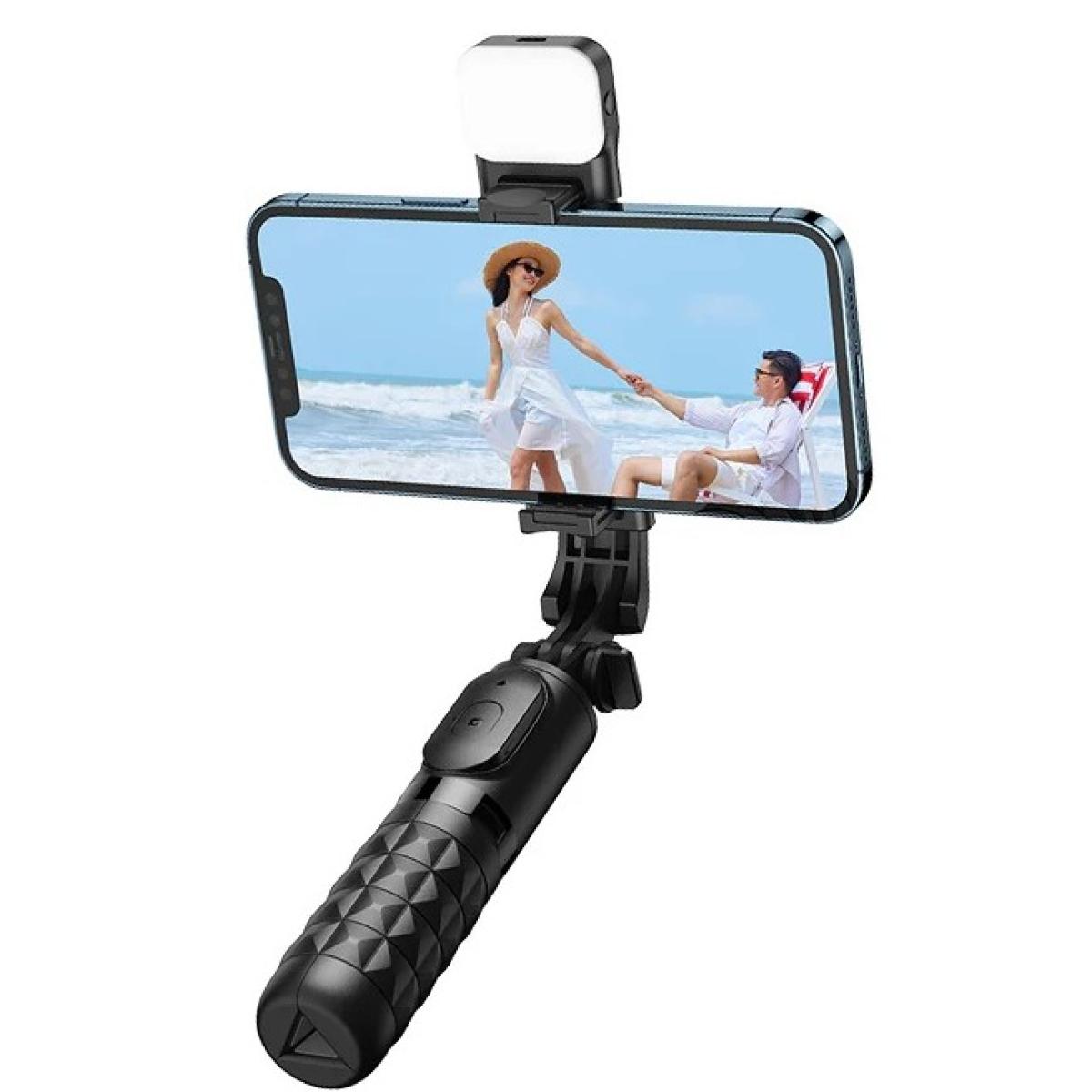 Mcdodo SS-1781 Adjustable Wireless Selfie Stick with Single Lamp,with 6 Adjustable Brightness Levels, up to 60-120 hours - Black