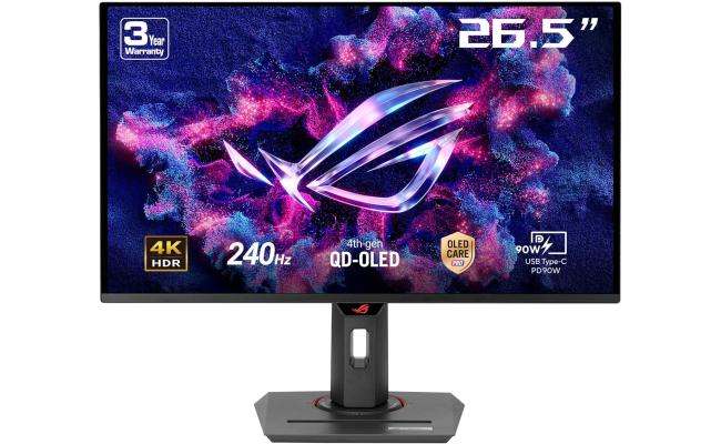 ASUS ROG Strix OLED XG27UCDMG 27” QD-OLED 4K UHD 240Hz 0.03ms, HDR 400 G-SYNC Compatible, OLED Anti-Flicker 2.0, Custom Heatsink, OLED Care Pro, Neo Proximity Sensor, 99% DCI-P3, True 10-bit Color, DisplayWidget Center