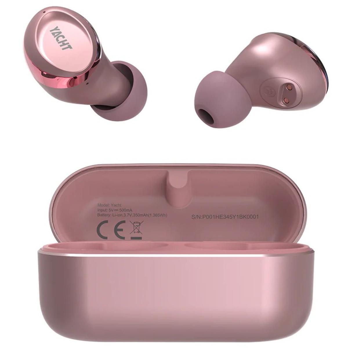 HiFuture YACHT True Bluetooth wireless 5.2 Earbuds with APTX Adaptive Qualcomm Chipset, Up to 20-Hours Battery Life, Wind Noise Cancellation 8.0, IPX5 - Rose Gold