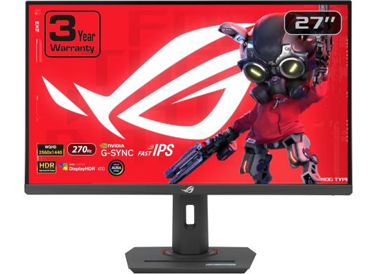ASUS ROG Strix XG27ACMG 27” Fast IPS QHD 2K 270Hz 1ms HDR Extreme Low Motion Blur Sync, G-SYNC Compatible, DisplayWidget, Tripod Socket w/ USB Type-C
