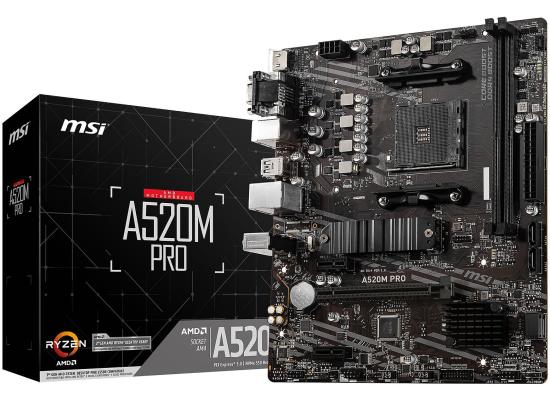 MSI A520M PRO Gaming AMD A520 (Ryzen AM4) Micro ATX Motherboard with M.2 Slot USB 3.2 Gen 2 Type-A product thumbnail 2