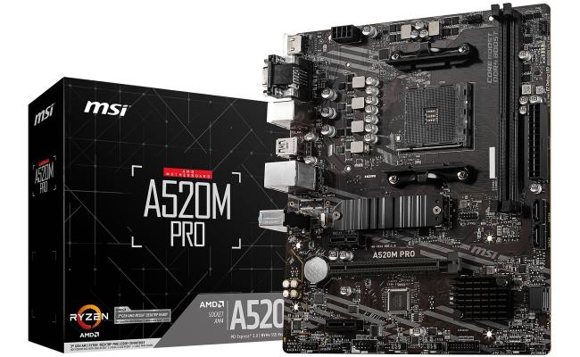 MSI A520M PRO Gaming AMD A520 (Ryzen AM4) Micro ATX Motherboard with M.2 Slot USB 3.2 Gen 2 Type-A