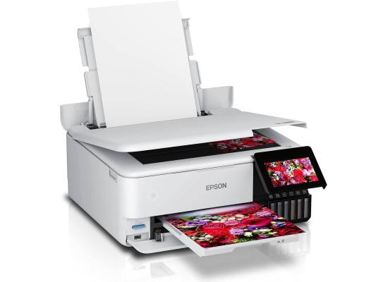 Epson EcoTank L8160 3 in 1 A4 Photo Printer, with 6 Colour Claria ET Ink, Up to 16ppm Print Speed, 5760x1440 DPI Resolution, Double-sided Printing, Wi-Fi, Ethernet & AirPrint, USB Host, White