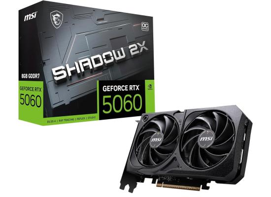 MSI GeForce RTX 5060 Ti 8G SHADOW 2X OC PLUS 8GB GDDR7 128-Bit Memory, 2602 MHz Boost Clock, 28 Gbps Memory Speed, 4608 CUDA Cores, PCI Express Gen 5