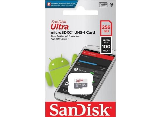 SanDisk 256GB Ultra microSDXC UHS-I Memory Card Up to 100 MB/s C10, Full HD, Micro SD Card