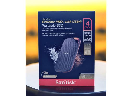 SanDisk 4TB Extreme PRO Portable SSD with USB4, Up to 3800 MB/s Read and 3700MB/s Write, USB-C, USB 3.2, Backwards Compatible, IP65 Water and Dust Resistance