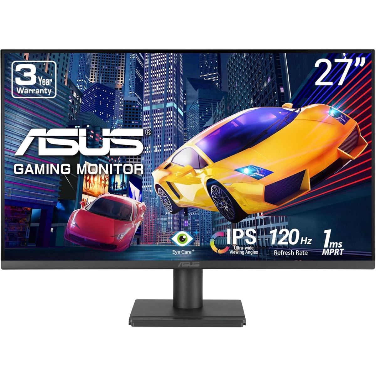 ASUS VA279HG 27” IPS Full HD 120Hz, 1ms, Adaptive Sync, For Working & Gaming, Eye Care Plus, Blue Light Filter, Flicker Free, SmoothMotion, DisplayWidget