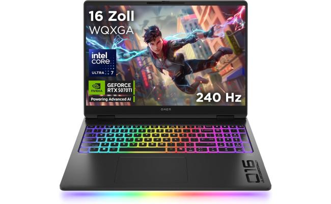 HP OMEN MAX (2025) 16-ah0008ne NEW Intel Core Ultra 7 Gen II 255HX 20-Cores w/ NVIDIA RTX™ 5070TI 12GB DDR7 & 2.5K IPS 240Hz Display , Shadow Black