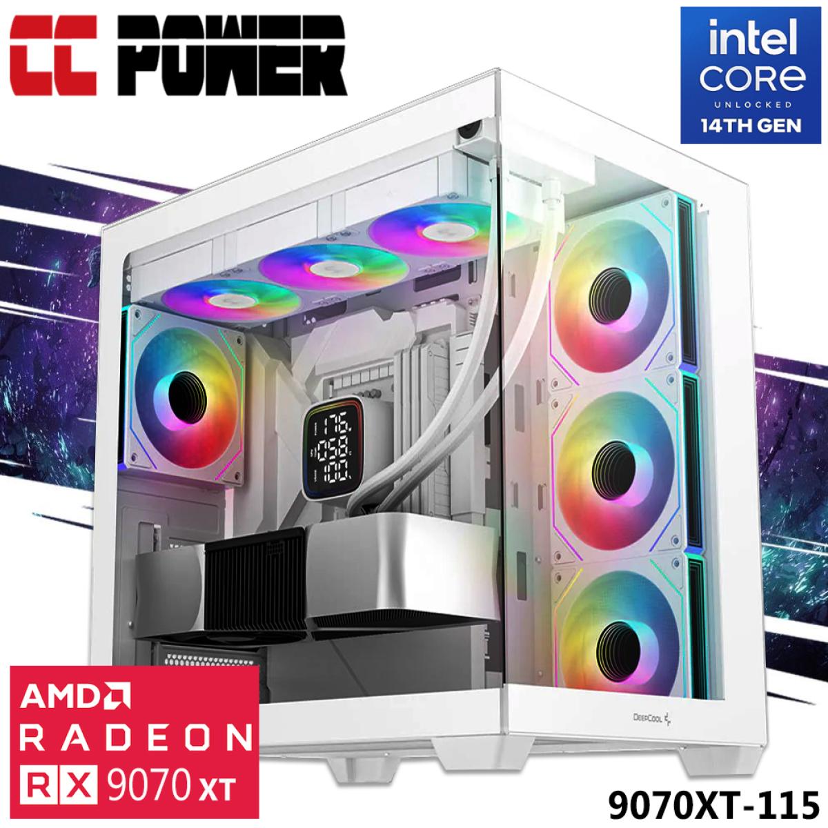 CC Power 9070XT-115 Gaming PC 14Gen Intel Core i5 K-Series 14-Cores w/ AMD Radeon RX 9070 XT 16GB DDR6 & Liquid Cooler