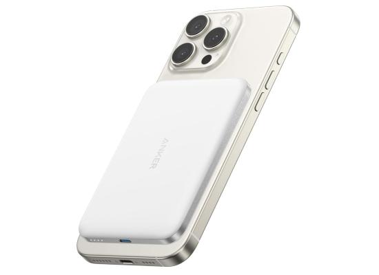 Anker Nano Power Bank, Ultra-Slim 5,000mAh Magnetic Battery Pack, Qi2 Certified 15W Max Ultra-Fast MagSafe-Compatible Portable Charger, Ergonomic Design, For iPhone 16/15/14/13/12 - White product thumbnail 2