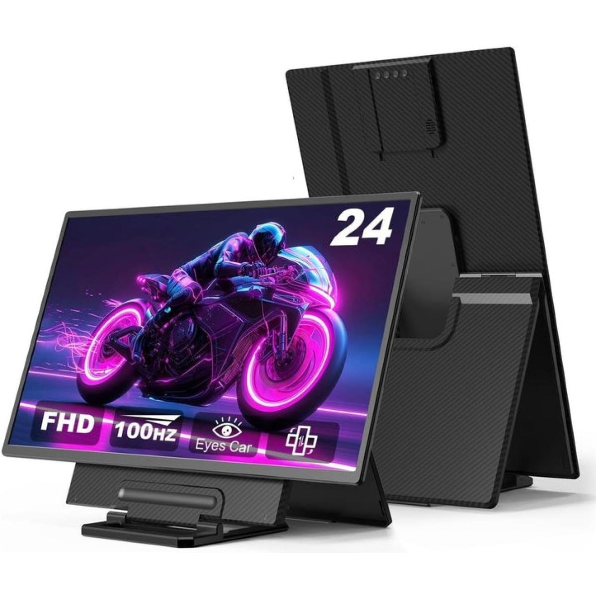 V2COM D1 24” IPS Full HD Portable 100Hz Lightweight & Portable Low Power 20W Adjustable Stand USB C & Mini HDMI Support for MAC, Windows, Android, Linux, Chrome w/ Speakers