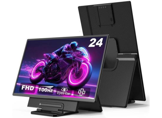 V2COM D1 24” IPS Full HD Portable 100Hz Lightweight & Portable Low Power 20W Adjustable Stand USB C & Mini HDMI Support for MAC, Windows, Android, Linux, Chrome w/ Speakers