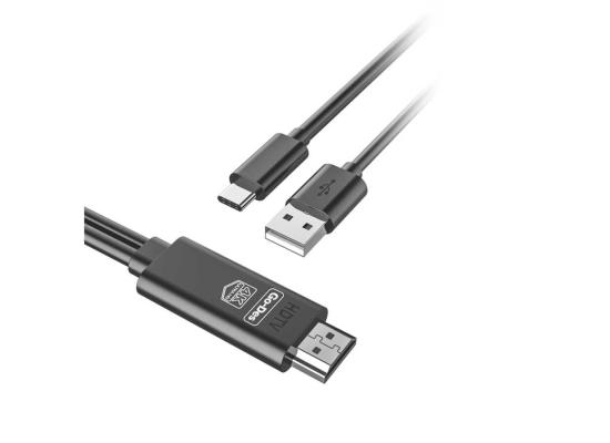 Go-Des GD-HM817 2-in-1 USB-C to HDTV cable designed to connect your USB-C devices to HDMI-compatible displays. It supports 4K UHD resolution - Black product thumbnail 2