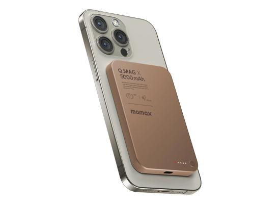 Momax Q.Mag X 5000mAh Gen2 15W Ultra Slim MagSafe Wireless Power Bank - Sandstone product thumbnail 2