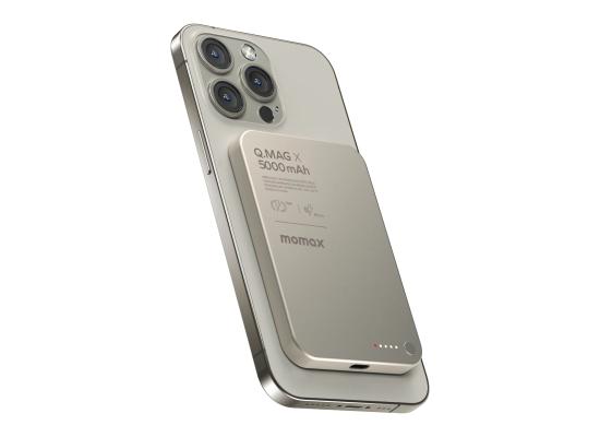 Momax Q.Mag X 5000mAh Gen2 15W Ultra Slim MagSafe Wireless Power Bank - Titanium