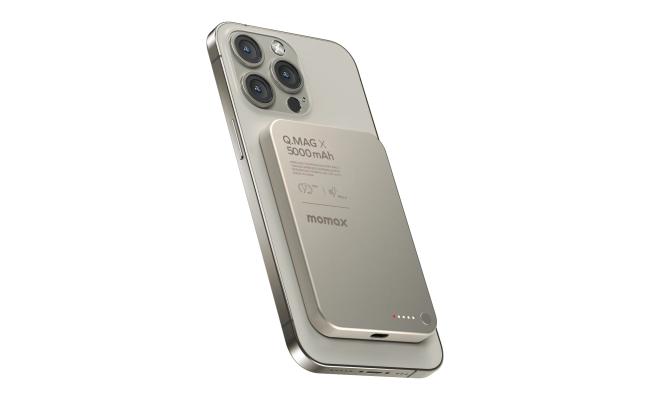 Momax Q.Mag X 5000mAh Gen2 15W Ultra Slim MagSafe Wireless Power Bank - Titanium
