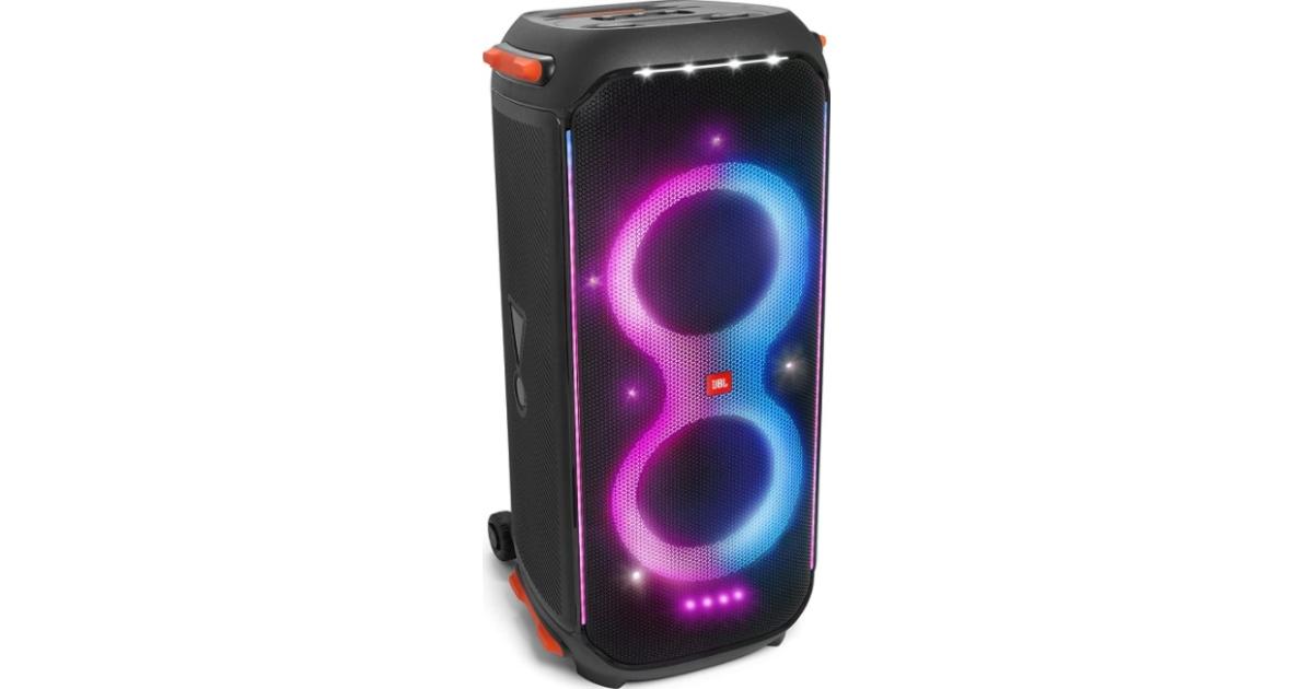 مكبر صوت JBL PartyBox 710 مع صوت قوي 800 وات RMS، وأضواء مدمجة، وتصميم مقاوم لرذاذ الماء، ومكبرات صوت 2 × 8 بوصة ومكبرات صوت 2 × 2.75 بوصة، ومنفذ عاكس باس مضبوط، IPX4 - أسود