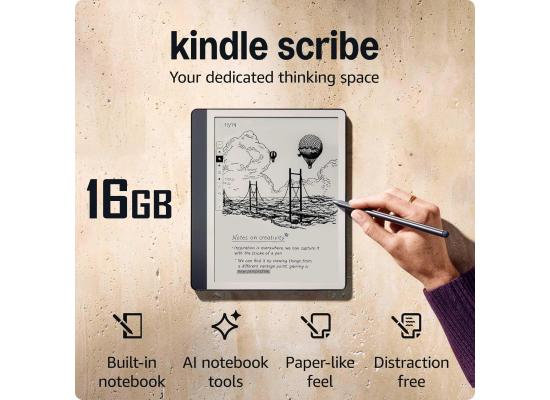 Amazon NEW Kindle Scribe E-Reader (2024) 16GB Storage Your notes, Documents & Books, Built-in AI Notebook Summarization w/ 10.2" Display & Premium Pen - Tungsten
