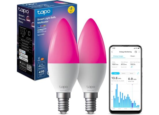 E14 & 470 Lumen Tapo L430C(2er-Pack) | WLAN Glühbirne mehrfarbig