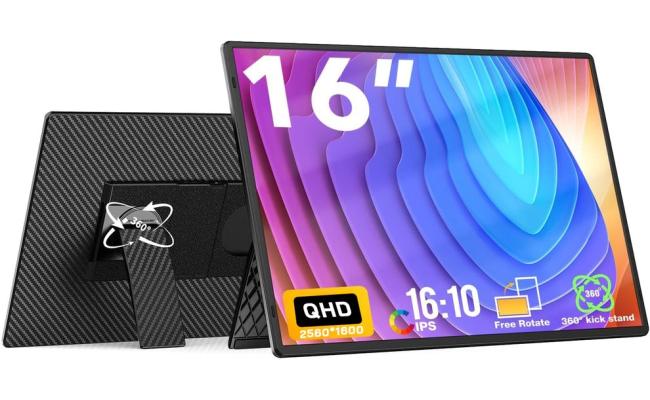 V2COM N3 Pro 16" IPS 2.5K QHD 350 nits Portable Laptop Screen Extender,360° Aadjustable Stand USB‑C & DP Support For Windows, macOS, Linux, Android, and Chrome OS w/ Speakers