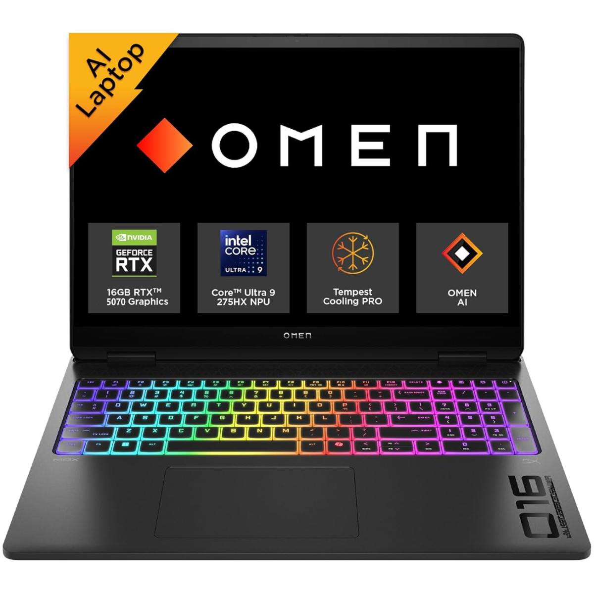 HP OMEN MAX (2025) 16-ah0004ne NEW Intel Core Ultra 9 Gen II 275HX 24-Cores w/ NVIDIA RTX™ 5070 12GB DDR7 & 2.5K OLED 240Hz Display , Shadow Black