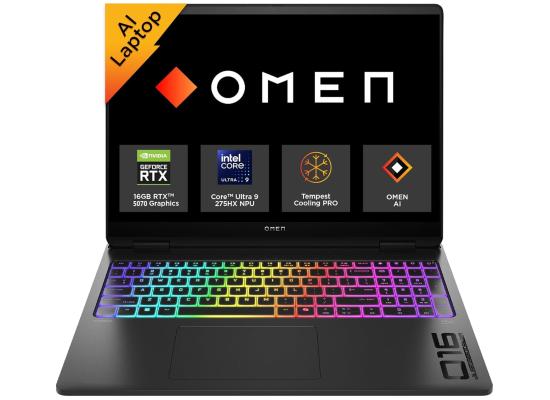 HP OMEN MAX (2025) 16-ah0004ne NEW Intel Core Ultra 9 Gen II 275HX 24-Cores w/ NVIDIA RTX™ 5070 12GB DDR7 & 2.5K OLED 240Hz Display , Shadow Black product thumbnail 2