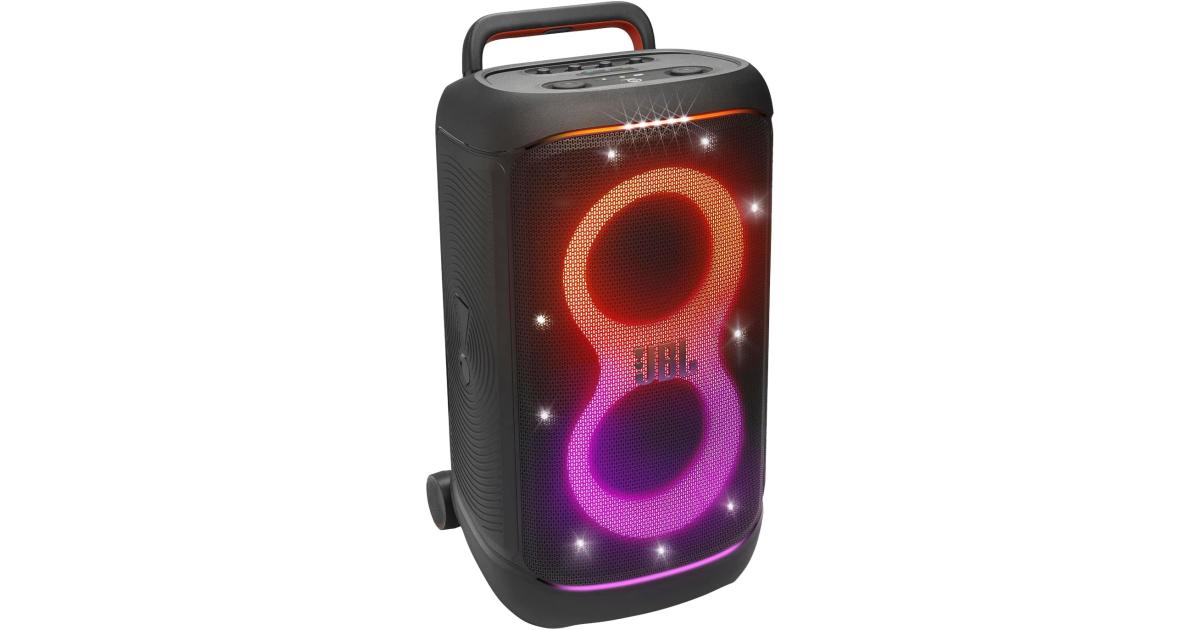 JBL PartyBox 520 - مكبر صوت محمول للحفلات يعمل بالبطارية مع تعزيز صوت AI، ما يصل إلى 15 ساعة من وقت التشغيل، IPX4 مقاوم للرذاذ، اتصال متعدد السماعات من Auracast، ومقبض تلسكوبي - أسود