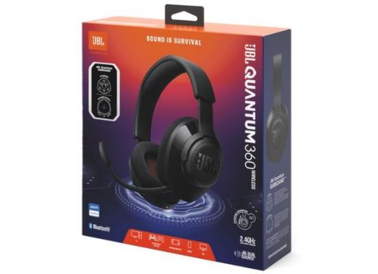 JBL Quantum 360 Wireless Over-Ear Gaming Headphones with 2.4GHz/Bluetooth Dual Wireless Connection, 22H Battery, Multiplatform Compatible, Detachable Mic with Mute Option - Black product thumbnail 2