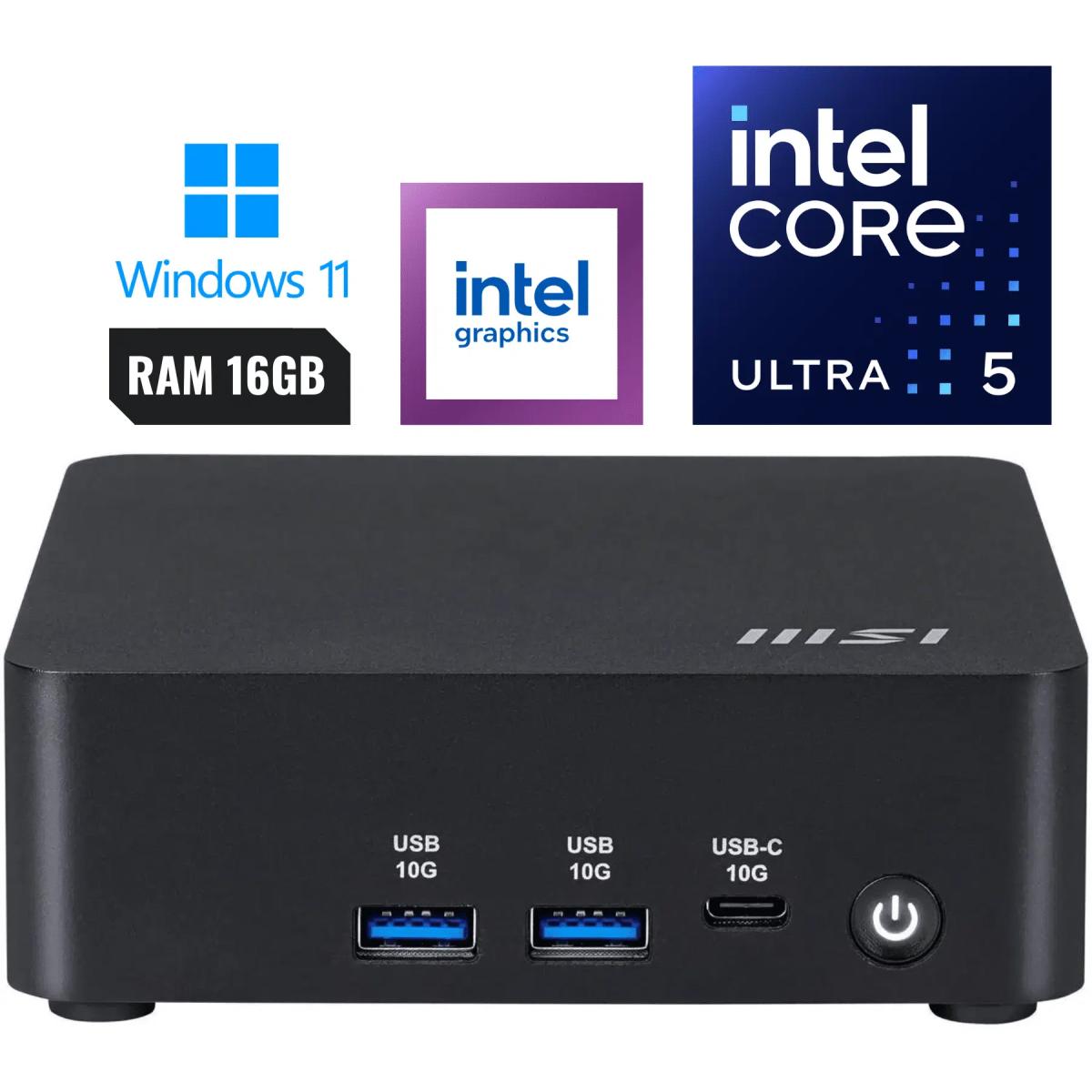 MSI CUBI NUC AI 1UMG (2025) Mini PC Barebone Intel Core Ultra 5 125H 14-Cores High-Performance Processor w/ Supporting up to 4 Displays & Dual 2.5G LAN VESA Mountable