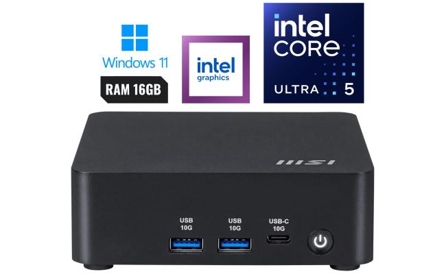 MSI CUBI NUC AI 1UMG (2025) Mini PC Barebone Intel Core Ultra 5 125H 14-Cores High-Performance Processor w/ Supporting up to 4 Displays & Dual 2.5G LAN VESA Mountable