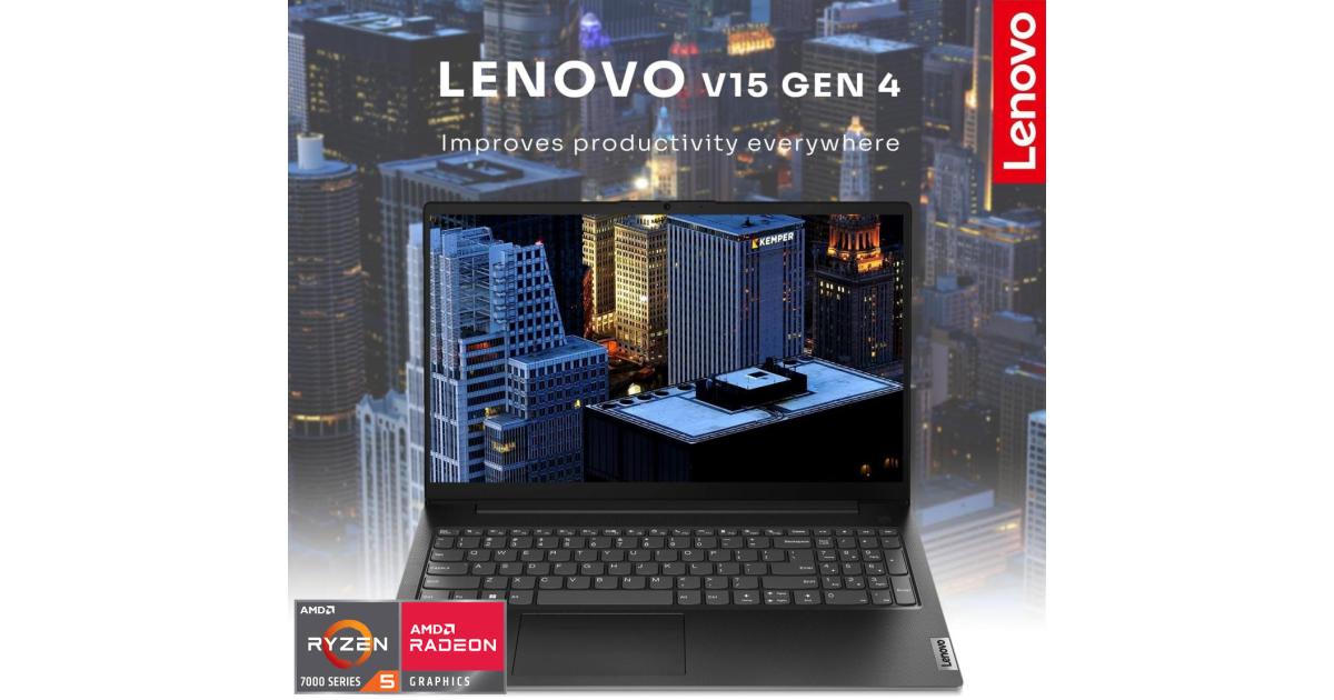 Lenovo V15 G4 (2024) NEW 7Gen AMD Ryzen 5 4-Cores Budget-Friendly Business Class w/ 2 Years Warranty & 16GB DDR5 Memory , Black