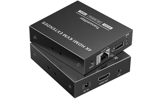 Lenkeng LKV565KVM-P Point-to-Point 4K 60Hz HDMI HDR KVM Extender Extender Kit up to 70M Zero-Latency KVM Function, 3.5mm Stereo Audio Output