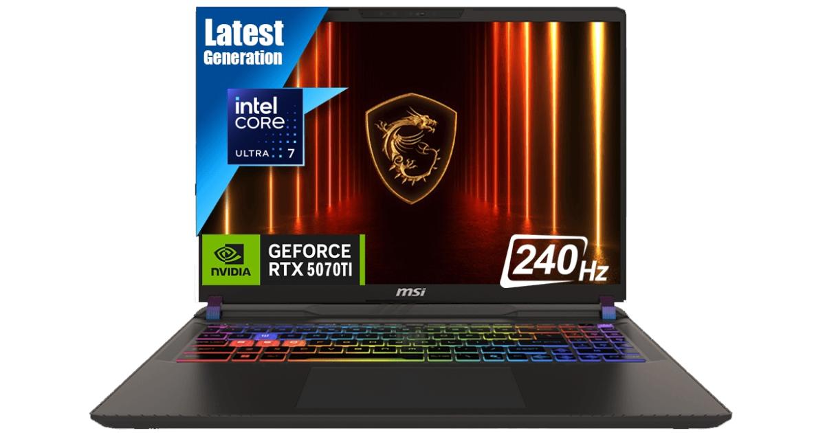 MSI Vector 16 HX AI (2025) A2XWHG جديد Intel Core Ultra 7 Gen II 255HX 20-Cores w/ NVIDIA RTX™ 5070TI 12GB DDR7 و2.5K IPS 240 هرتز، رمادي كوزموس