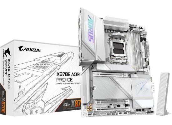 GIGABYTE X870E AORUS PRO ICE ATX Motherboard, AMD X870E Chipset, 4 x DDR5 DIMM Slots, Up to 256GB Memory, Wi-Fi 7 & Bluetooth 5.3, 1 x PCIe 5.0 x16, 4 x M.2 Slots - White product thumbnail 2