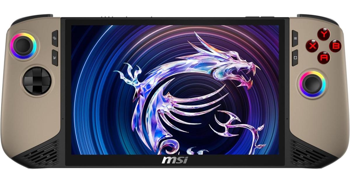 MSI Claw 8 AI+ (2025) A2VM Copilot+ PC Gaming Handheld Intel® Ultra 7 Gen II 258V 8-Core NPU لتسريع الذكاء الاصطناعي بشكل أسرع مع وحدة معالجة الرسومات Intel® Arc™ وشاشة لمس 8 بوصة بسرعة 120 هرتز، عاصفة رملية