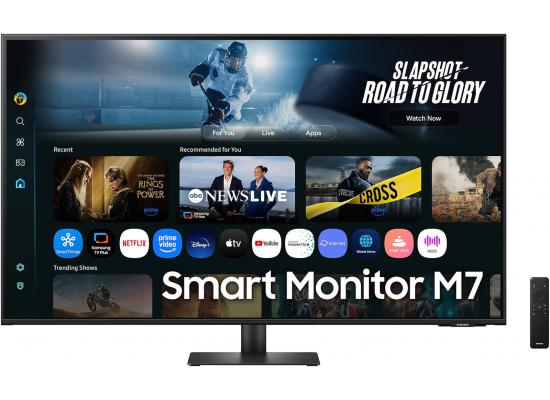 SAMSUNG M7 43" M70F Smart Monitor VA 4K UHD Resolution, 60Hz Refresh Rate, 4ms (GtG) Response Time, Tizen Operating System, WIFI5 & BT5.2 Connectivity, Black Built In Speakers & Remote