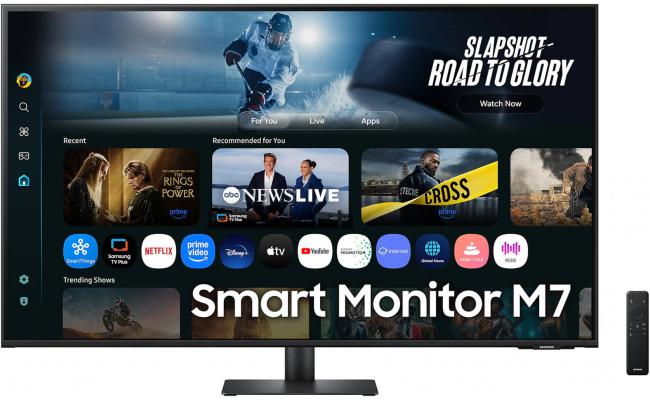 SAMSUNG M7 43" M70F Smart Monitor VA 4K UHD Resolution, 60Hz Refresh Rate, 4ms (GtG) Response Time, Tizen Operating System, WIFI5 & BT5.2 Connectivity, Black Built In Speakers & Remote