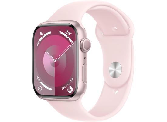 Apple Watch Series 9 [GPS 45mm] Smartwatch with Pink Aluminum Case with Pink Sport Band M/L. Fitness Tracker, Blood Oxygen & ECG Apps, Always-On Retina Display, Water Resistant